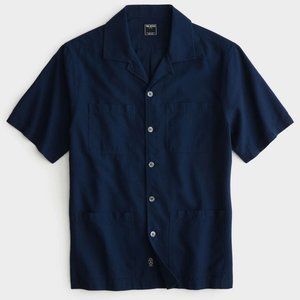 Todd Snyder Italian Beach Cloth Guayabera Shirt in Navy